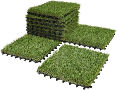 Kunstgras Tegels - Nepgras Panelen - Buiten Decoratie - Zelfdrainerend Huisdier Vriendelijk - 30x30 cm Set - Groen