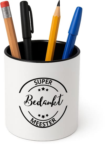 Hacebo® - Super bedankt meester Pennenbakje - Meester - een meester - pennenhouder - school - verjaardagscadeau - afscheidscadeau - kado - gift - Pennenbakje zwart