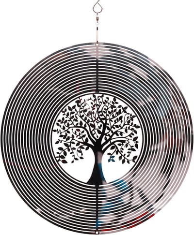 Wind Spinner - Tuindecoratie Ornament - Buiten Decoratie - 3D Kinetisch Ontwerp - 25.4cm Diameter - Spiegelend RVS