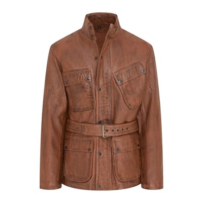Heren beige lamsleren safari parka-jas - Edinburgh