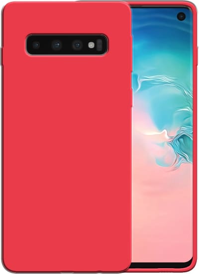 Smartphonica Siliconen hoesje voor Samsung Galaxy S10 case met zachte binnenkant - Rood geschikt voor Samsung Galaxy S10
