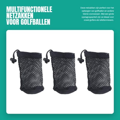 Dailygoods- Golfbal Slijtvaste Vergrendeling - Opbergzak - Netzak voor Golfballen - Multifunctioneel - Grote Opslagcapaciteit - Nylon Materiaal - Opbergtas