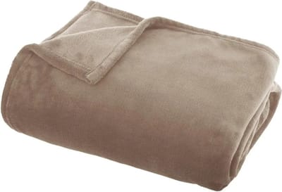 Atmosphera Plaid deken - beige - polyester - 125 x 150 cm - Bed/bankdeken - Fleece plaid - Lekker warm