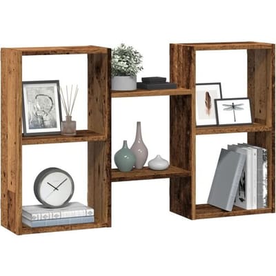 vidaXL - Wandschap - 96x18x60 - cm - bewerkt - hout - oud - houtkleurig