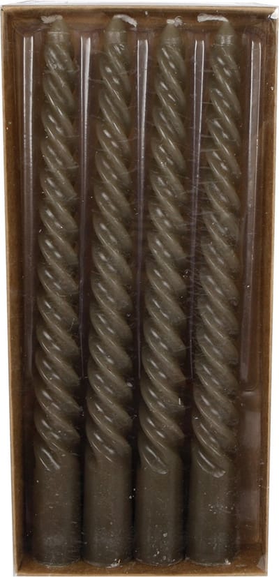 Gifts Amsterdam - Tafelkaars Twist – Set van 4 Gedraaide Kaarsen - Donkergrijs