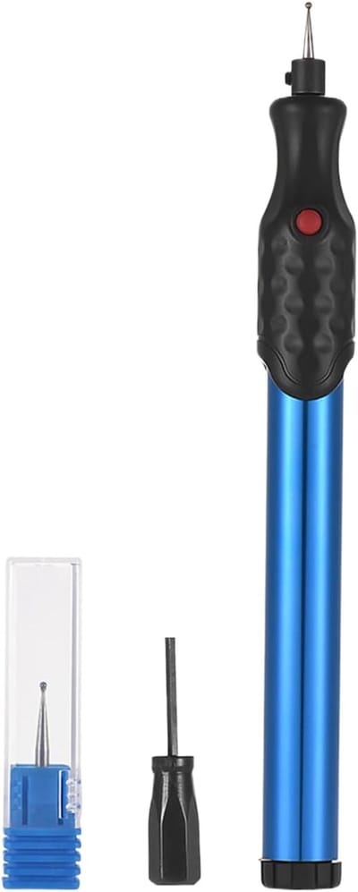 Elektrische graveerpen - Metaal graveergereedschap - Creatieve projecten - 21.000 RPM motor - AAA batterijen - Blauw