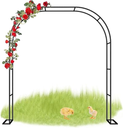 Tuinboog - Rozenboog Prieel - Klimplanten Ondersteunen - Weerbestendig Staal - 180x220cm - Zwart