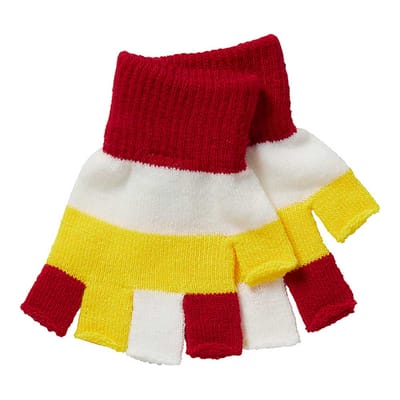 Apollo - Kinder handschoenen vingerloos - Rood-wit-geel - one size - Vingerloze handschoenen kinderen - Carnaval - Party - Feestartikelen