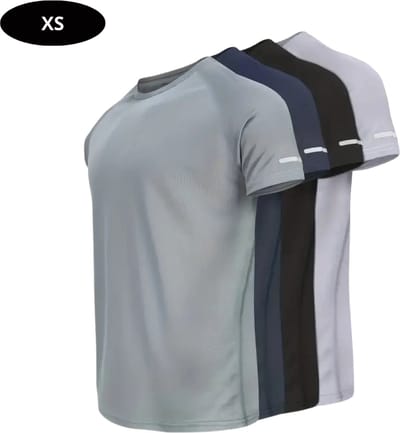 Livano Sportshirt Heren - Sport - Fitness - Compressie Shirt - Corrigerend Hemd - Sportkleding - Mannen - Gemengd - 4 Stuks - XS