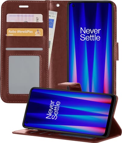 Hoesje - Geschikt voor OnePlus Nord CE 2 - Luxe Bookcase - Walletcase Hoes - Portemonnee - Cover - Telefoonhoes - Bruin