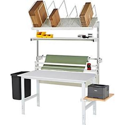 Rau verpakkingstafelsysteem 04 Werktafel serie Tom, B 1500 x D 1000 x H 760-1080 mm, melamine blad, tot 500 kg