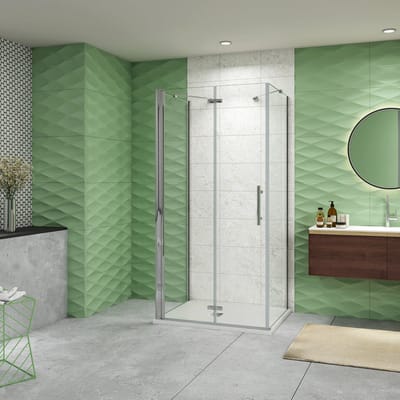 70x80x80cm Douchecabine vouwdeur met Twee Zijwanden,Aluminium muurprofiel Helder Glas 6mm.