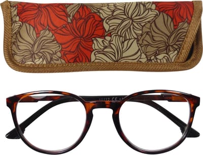 Lilly&June Leesbril Havana +3 - Met Bloemmotief Etui