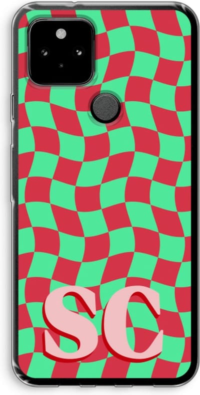 Gepersonaliseerd - Case Company® - Hoesje geschikt voor Google Pixel 5 hoesje - Grid Monogram - Soft Cover Telefoonhoesje - Bescherming aan alle Kanten en Schermrand