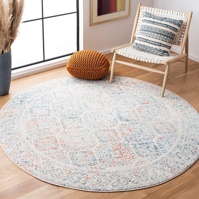 Marokkaans Trellis Wasbaar Groot Rond Tapijt Woonkamer Vloerkleden Vintage Slaapkamer Bank Salontafel Kinderen Antislip Vloermatten diameter 120