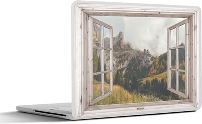 Laptop sticker - 14 inch - Doorkijk - Bos - Herfst - 32x5x23x5cm - Laptopstickers - Laptop skin - Cover