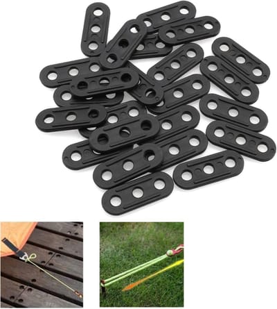 30 stuks - Kampeertouwbevestigingen, touwverstellers voor buitenactiviteiten, kamperen, wandelen, picknicken 3,5 x 1,3 cm (zwart)