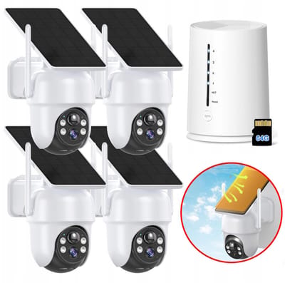 ieGeek Buitencamera's, 4 Pack met HomeBase – Outdoorcam 4MP set - 4K Ultra HD-resolutie, geïntegreerd zonnepaneel, compatibel met Apple HomeKit, Alexa en Google Assistant - Wit
