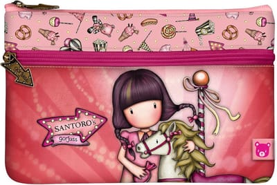 Plat etui met vakken Fairground Carousel voor school en hobby