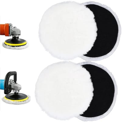 Set van 4 Polijstschijven van Lamswol 150mm voor Random Orbital Schuurmachine - Perfect voor Auto, Koplampen en Kurkvloeren