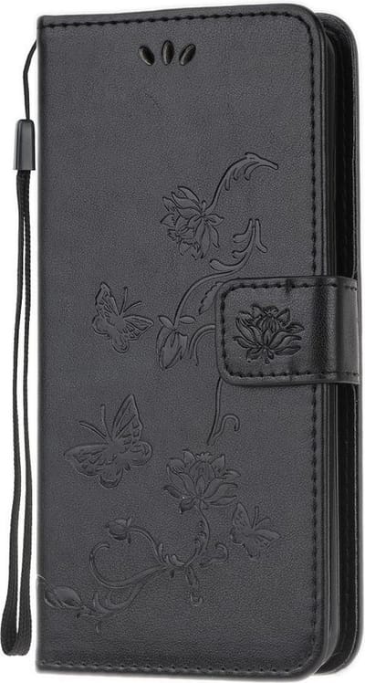 Coverup Bloemen & Vlinders Book Case - Geschikt voor Samsung Galaxy A41 Hoesje - Zwart