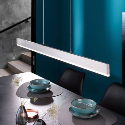FISCHER & HONSEL LED hanglamp Silvano, nikkel, lengte 115 cm, CCT, touchdim