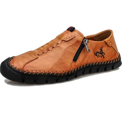 Herfst Trendy Heren Handgestikt Rundleer Zakelijk Leren Schoenen Heren Zacht Leer Zachte Zool Jong Casual Schoenen 44 bruin
