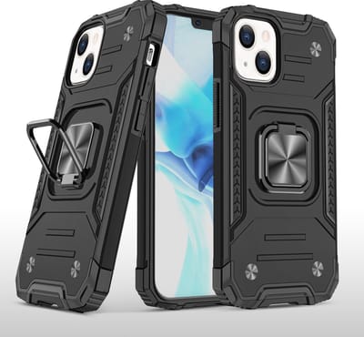 Hoesje Geschikt voor iPhone 13 Mini - Heavy Duty Armor Hoesje met Kickstand ringhouder – Zwart