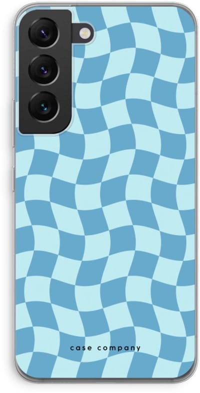 Case Company® - Hoesje geschikt voor Samsung Galaxy S22 hoesje - Grid Blauw - Soft Cover Telefoonhoesje - Bescherming aan alle Kanten en Schermrand