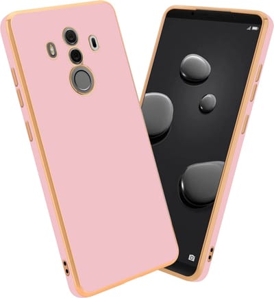Cadorabo Hoesje geschikt voor Huawei MATE 10 PRO in Glossy Roze - Goud - Beschermhoes Case Cover van flexibel TPU-silicone en met camerabescherming