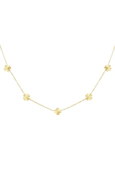 Leafy luck ketting - Goud kleur - Klavertjes-Stainless-Steel-Waterproof