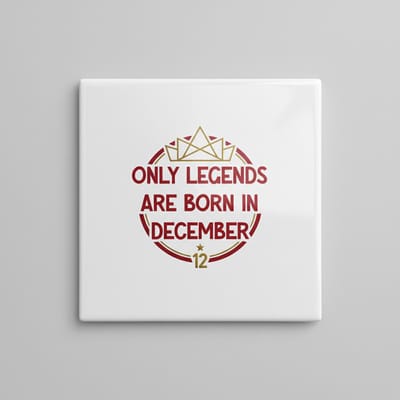 Verjaardag 15×15 cm Keramische Tegel – “Only Legends Are Born in December” Kroon & Sterren Ontwerp Cadeau Decoratie