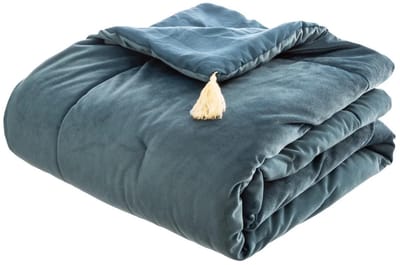 Atmosphera Bedsprei deken Sonia - fluweel blauw - 80 x 180 cm - polyester - extra dik - plaid