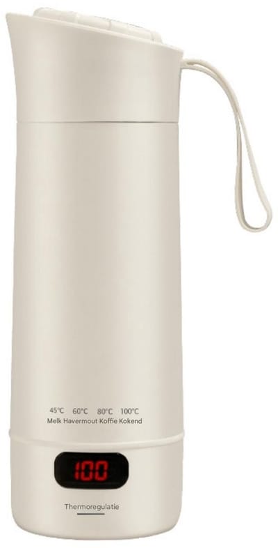 GELLDG Reiswaterkoker - 400 ml - Kleine elektrische waterkoker - 220V 300W - Drukverwarmingsfunctie - Temperatuurinstelling - Inclusief schoonmaakborstel en opbergtas - Geschikt voor het zetten van koffie en thee