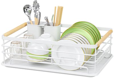 Afdruiprek Keuken - Serviesrek Lekbak - Keuken Organiseren - Roestbestendig Staal - 43 x 305 x 14 cm - Wit
