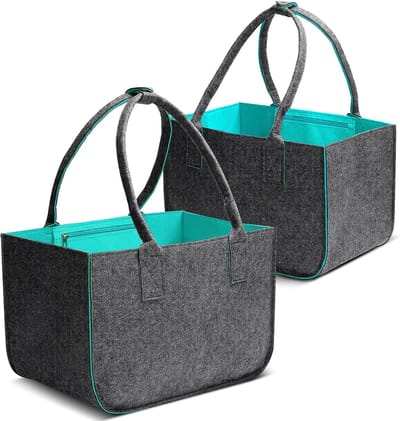 Felt Bags, Shopping Basket, Felt Bags, Shopping Bag with Handle, Felt Shopping Basket, Foldable, 40 x 27 x 27 cm, Felt - ShopVlot