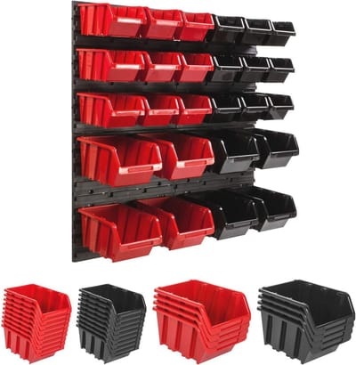 Wandrek met opslagsysteem 772 x 780 mm | 26 stuks | Uitbreidbaar en extra sterk | Werkplaats opslagoplossingen
