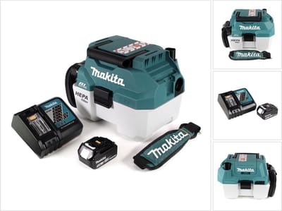 Makita DVC 750 LRT1X3 accu stofzuiger nat- en droogzuiger 18 V draagbaar + 1x 5,0 Ah accu en oplader - zonder accessoires