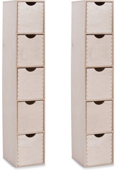Zeller ladeblok bureau - 2x - 5 lades - 21 x 18 x 87 cm - hout