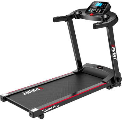 MegaGoods Sprint Pro - Elektrische loopband inklapbaar met armleuningen - 1–12 km/u - LCD display met 12 programma's - Hellingsfunctie - Incl. Flessen / Tablethouder - Bluetooth met speakers