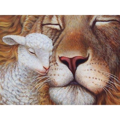 Schilderen van steentjes handwerk Diy Diamond schilderij volledige boor schilderij leeuw en schapen wanddecoratie 20X30CM white