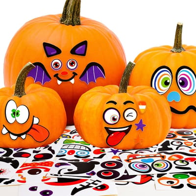 Dailygoods- Pompoenstickers 32 Stuks - Zelfklevend - Halloween Decoraties - Grappige Uitdrukkingen - Ambachtelijke Kits - Gecoat Papier - Decoratiestickers