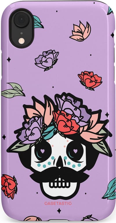 Casetastic Hoesje Geschikt voor Apple iPhone Xr - Stijlvolle Beschermende Duo-layer Case - Schedel Snor