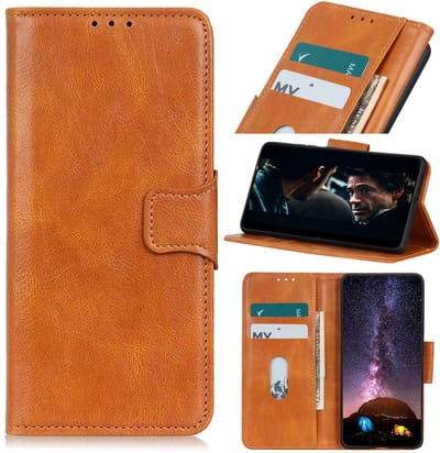 Zakelijke Book Case Telefoonhoesje Geschikt voor de Samsung Galaxy M31s - Portemonnee Hoesje - Pasjeshouder Wallet Case - Bruin