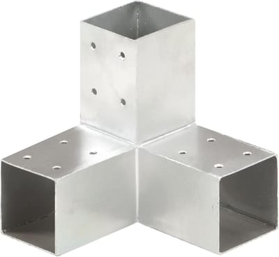 Paalverbinder Y-vorm - Hoekstuk Hekpaal - Hekken Monteren - Verzinkt Metaal - 71 mm Palen - Zilverkleurig