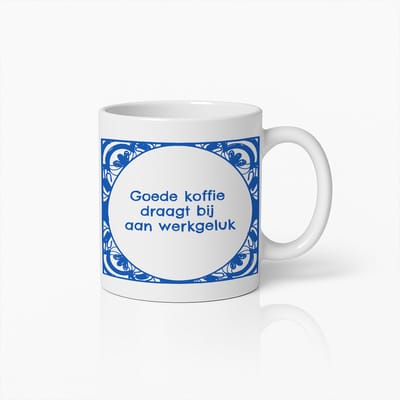 Goede koffie draagt bij aan werkgeluk Mok 330ml – Grappige Kantoorkoffiebeker – Perfect Cadeau voor Collega’s, Baas of Werkmotivatie