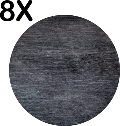 Luxe Ronde Placemat - Krijt Uitgeveegd op Schoolbord - Set van 8 Placemats - 50x50 cm - 2 mm dik Vinyl - Anti Slip - Afneembaar
