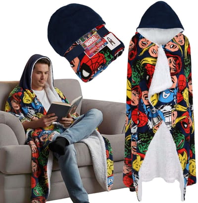 MARVEL Avengers Warme deken, dikke deken met capuchon, SHERPA deken-sweatshirt 120x150cm
