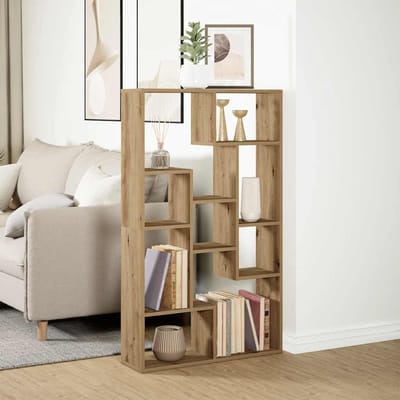 vidaXL - Boekenkast - 72x20x120,5 - cm - bewerkt - hout - artisanaal - eikenkleurig