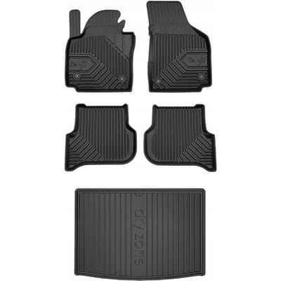 Frogum 77 & DryZone - Automattenset en Kofferbakmat - Geschikt voor Volkswagen Golf Plus (2005-2014) - Laser-fit Pasvorm - TPE Rubber - Geurloos